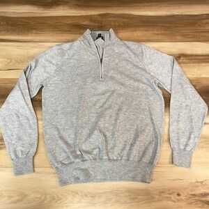 Faherty Reserve Sweater Mens Small Grey Cotton Coolmax Quarter Zip Mock Neck